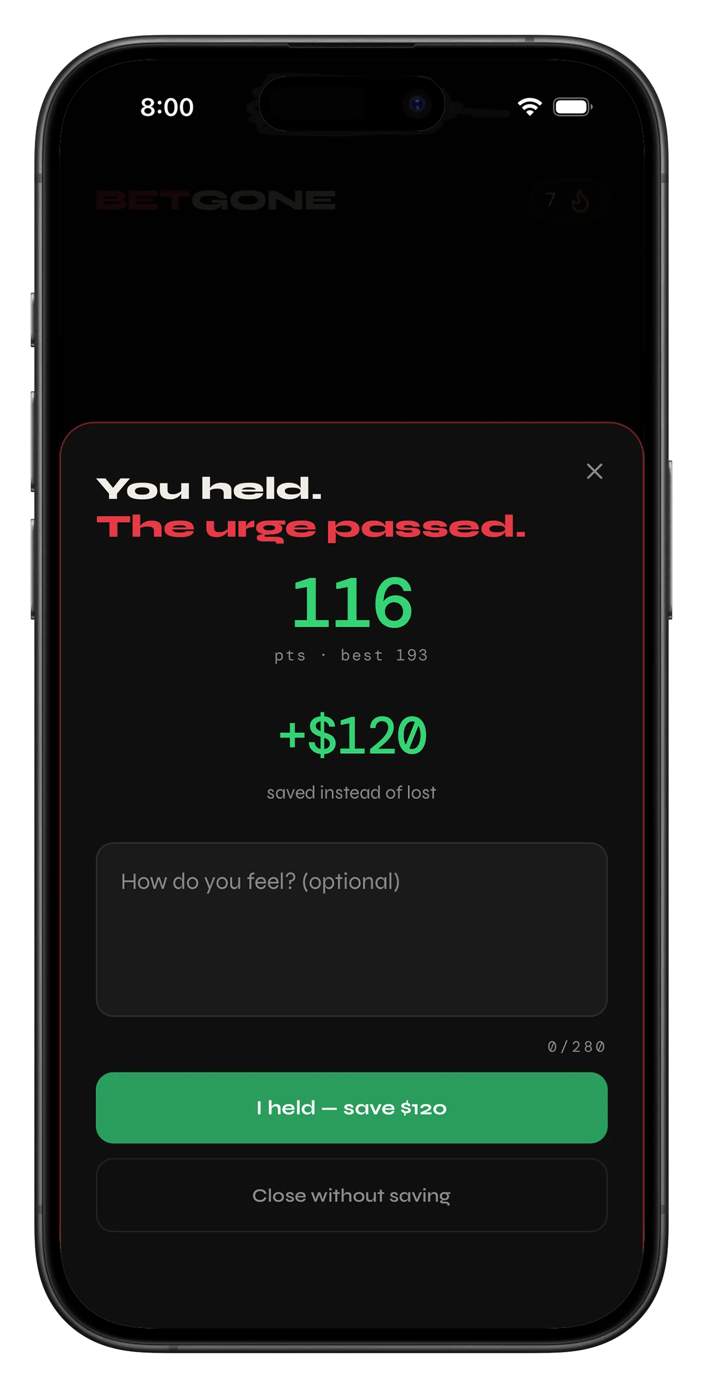 BetGone panic button result